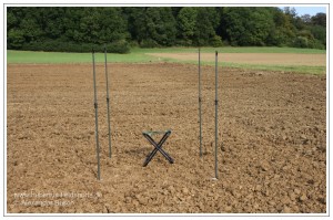 4 Teleskopstangen als Grundgerüst für einen Tarnstand