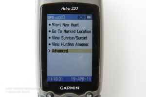 Garmin Astro 220 im Menübildschirm