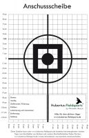 Eine Büchsen-Anschussscheibe mit Fadenkreuz, Quadrat, Punkt